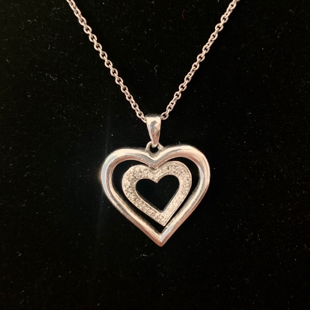 925 SILVER DOUBLE HEART NECKLACE